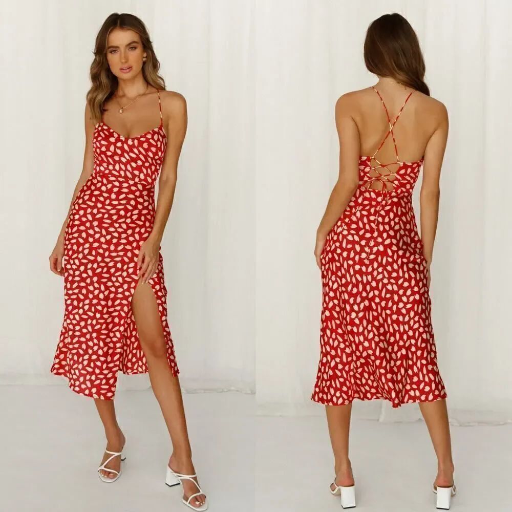 Hellomolly Happy Honeymoon Midi Dress Red XS NWT $89